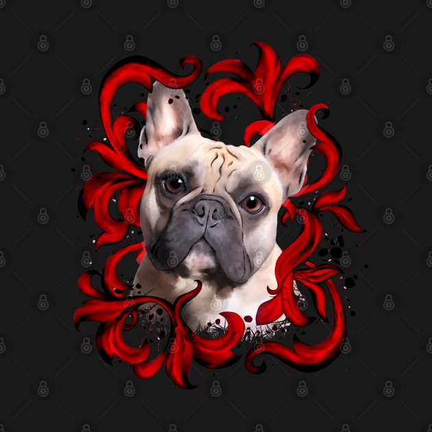 French bulldog, red leaves, frenchie lovers gift Edit by Collagedream