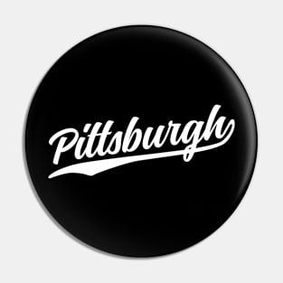 Pittsburgh Cursive White Vintage Athletic Script Pin