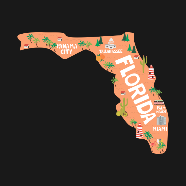 Florida illustrated map by JunkyDotCom