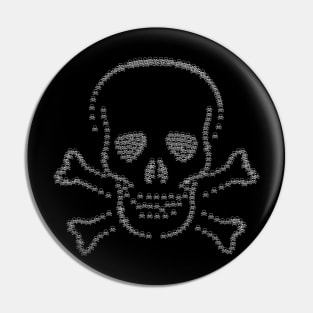 Skull and Crossbones White on black Pin