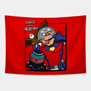 Funny Superheroes Vigilante Retro Vintage Comic Parody Tapestry