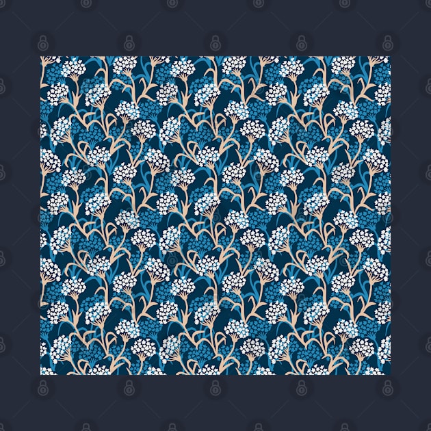 Blue Flower Drawing Pattern by FlinArt