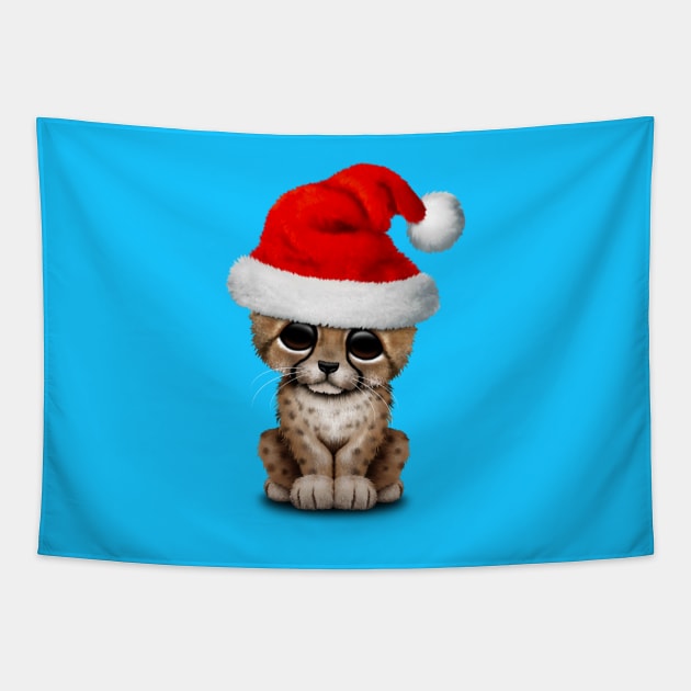 Cute Cheetah Cub Wearing a Santa Hat Tapestry by jeffbartels