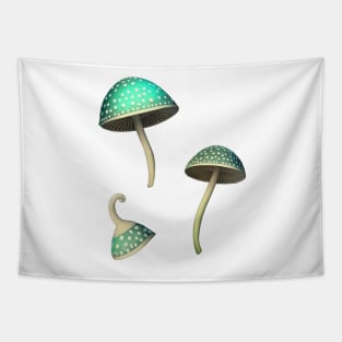 Green Shrooms Mushroom Set Tapestry