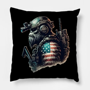 The Bigfoot Soldier American Patriotic 4th Of July Pillow