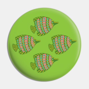 ANGLED ANGELS Tropical Angel Fish Spotted Undersea Ocean Sea Creatures in Green Pink Blue Yellow - UnBlink Studio by Jackie Tahara Pin