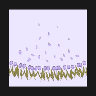 Violet tulips on lilac background T-Shirt