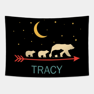 Tracy Name Gift Personalized Mama Bear With 3 Cubs Tapestry