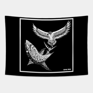 crouching shark hidden eagle ecopop Tapestry