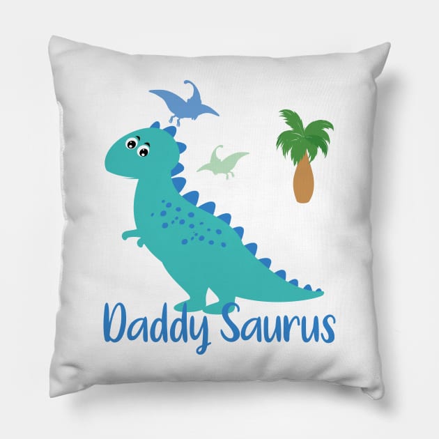 Daddy Saurus Father - Father's Day - Dad Life Pillow by IstoriaDesign