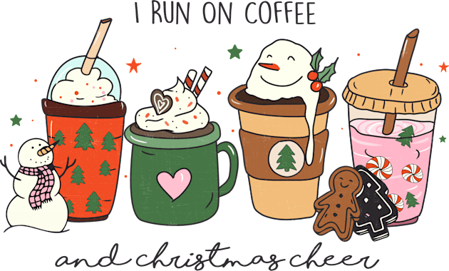 I run on coffee and Christmas cheer Kids T-Shirt by julia_printshop