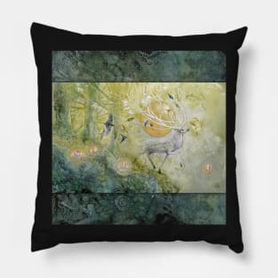 White Stag Emerald Forest Pillow