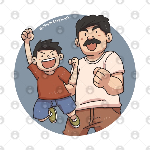 Happy Father and Son by Simply Deep Brush