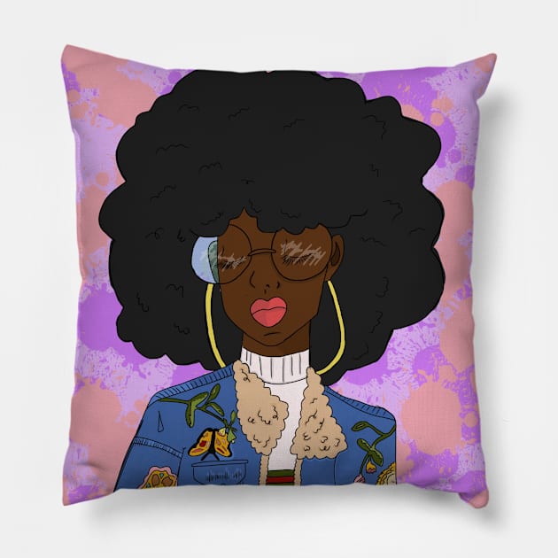 Black girl magic (black afro) Pillow by DejaDoodlesArt