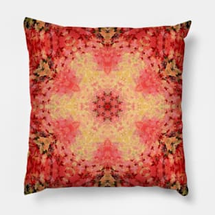 Digital Mandala Yellow, Pink, and Red Pillow