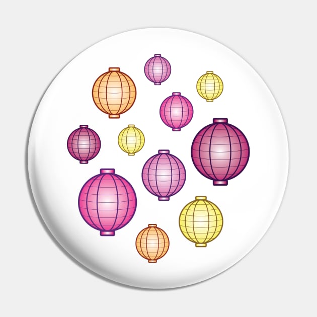 Lanterns | Mid Autumn Festival | Pink Orange Yellow | White Pin by Wintre2