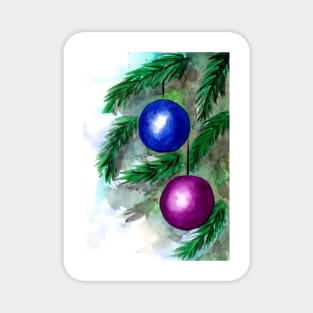 Blue and Purple Christmas Ornaments Magnet