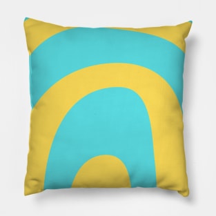 Boho lemon baby blue rainbow pattern Pillow