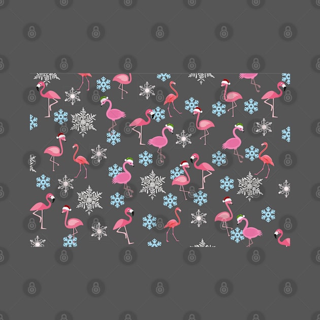 christmas with flamingo and snowflake by Aekasit weawdee