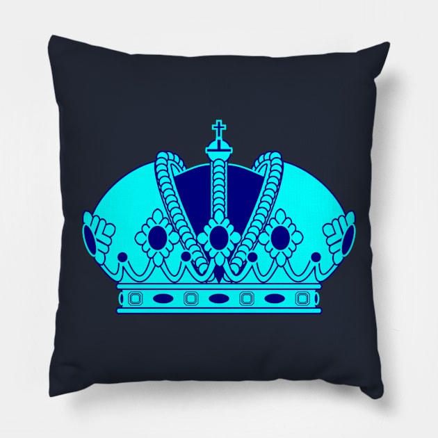 Imperial Crown (Water Blue) Pillow by PabloDeChenez