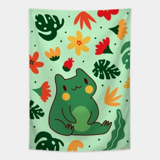 Cute Froggy Cottagecore Aesthetic Tapestry