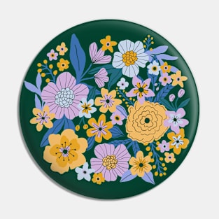 Vintage flower garden in lilac, yellow and green Pin