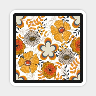 70s floral pattern Magnet