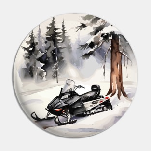 Black Snowmobile Pin