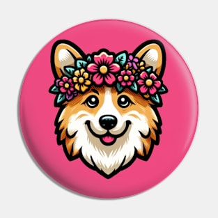 Flower Corgi Pin