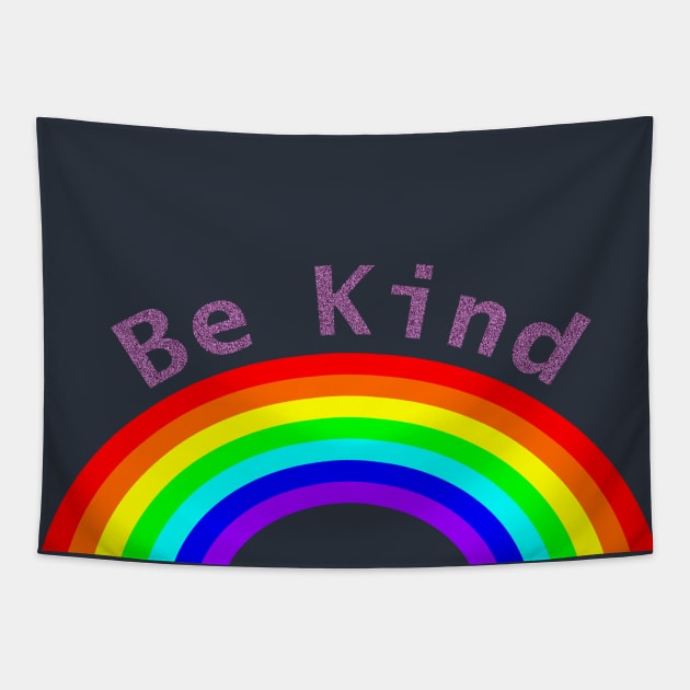 Purple Be Kind Rainbow of Kindness Tapestry by ellenhenryart