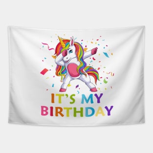 Cute Dabbing Unicorn Birthday Girl Tapestry