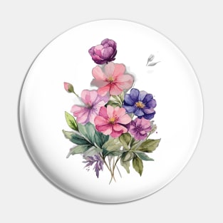 Watercolor Flowers Pin