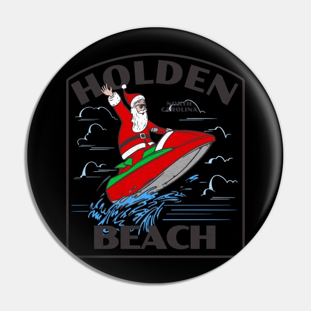 Holden Beach, NC Christmas Vacationing Waterskiing Santa Pin by Contentarama