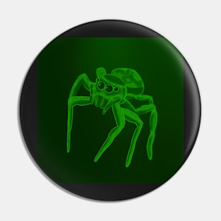 Jumping Spider Drawing V20 (Green 2) Pin