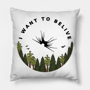 I Want to Belive - Shadow Ship - Circle - White - Sci-Fi Pillow