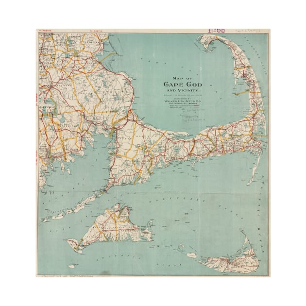 Vintage Map of Cape Cod (1917) by Bravuramedia