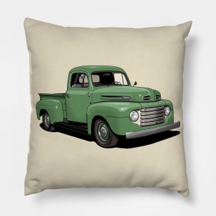 1950 Ford F1 Pickup Truck in light green Pillow