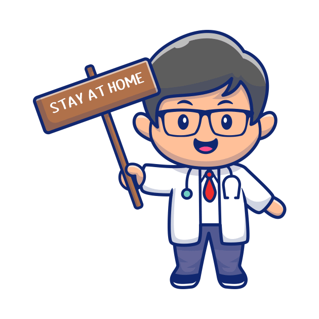 Cute doctor stay at home cartoon by Catalyst Labs