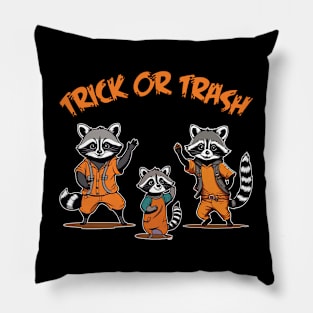 Trick or Trash - Raccoon Halloween Pillow