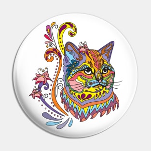 Colorful Ornamental Cat Pin