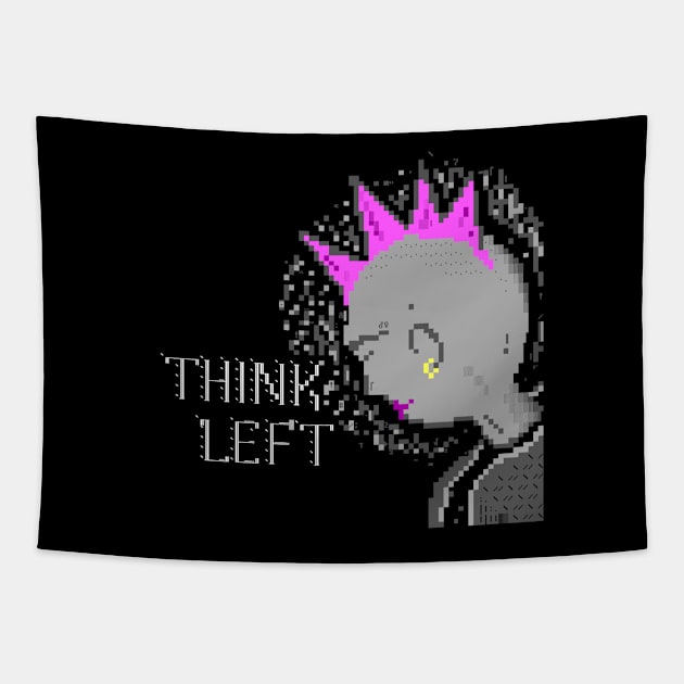 Think Left Punk Ansi Ascii Textart Retro Design Tapestry by checs