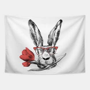 Easter Bunny Rabbit in Glasses Cool Funny Gift Tapestry
