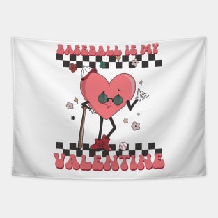 Retro Baseball Valentines Day, Baseball Is My Valentine, Baseball Heart Tapestry