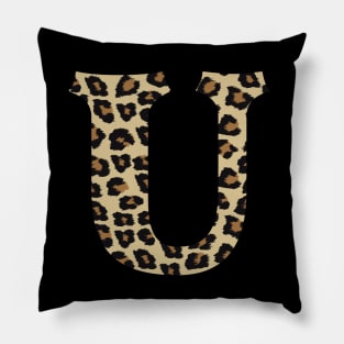 Letter U Leopard Cheetah Monogram Initial Pillow