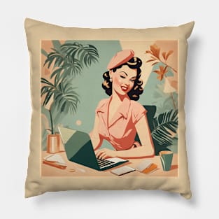 Vintage Vibes Art Macbook Retro Pin Up Girl Wink Pillow