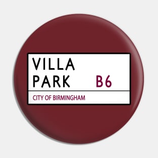 Villa Park Road Sign Pin