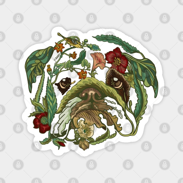 Botanical English Bulldog Magnet by huebucket