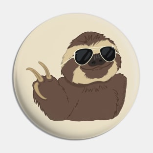 Peace Sign Cool Funny Sloth Pin