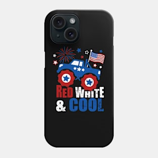 Kid Monster Truck Tee, Toddler Boys American Flag July 4th Phone Case