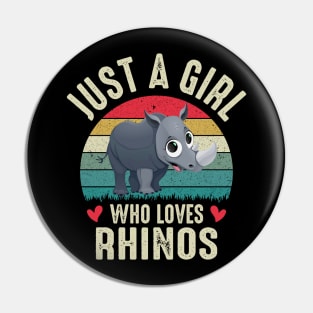 Just A Girl Who Loves Rhinos Cute College Ruled Rhino Girl Cute Gift For School Pin